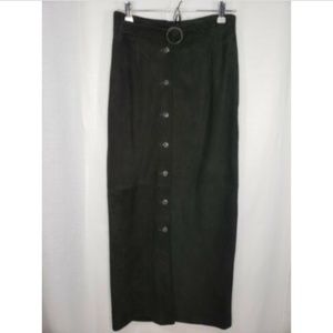 Worth Skirt Straight Button Front Lined Suede Long